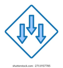 Ícone de baixa prioridade azul Dualtone Design Vetor Ilustração