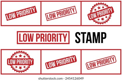 Low Priority rubber grunge stamp set vector