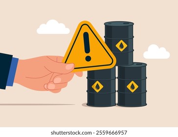 Low quality gasoline, be careful. Risk of bankruptcy and losses. Volatility and collapse on oil. Flat vector illustration