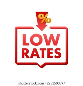 Low rates. Percent down. Cost rate. Vector stock illustration.