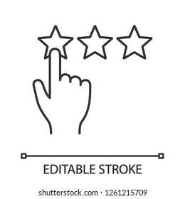 Low rating linear icon. Negative feedback. Thin line illustration. Client review. Rating scale click. Ranking. Contour symbol. Vector isolated outline drawing. Editable stroke