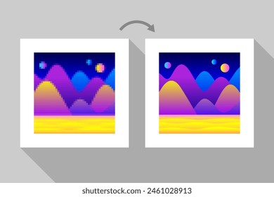 Das pixelige Bild mit niedriger Auflösung konvertiert zu hochauflösendem Bild, dem Konzept zur Verbesserung der Bildqualität durch künstliche Intelligenz und spezielle Software, Digitalkunst und moderne KI-Technologie