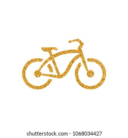 Low rider bicycle icon in gold glitter texture. Sparkle luxury style vector illustration.