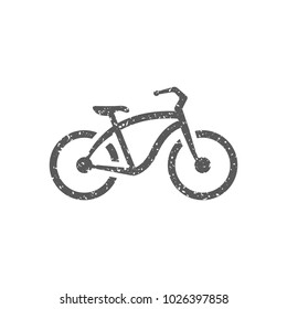 Low Rider Bicycle Icon In Grunge Texture. Vintage Style Vector Illustration.