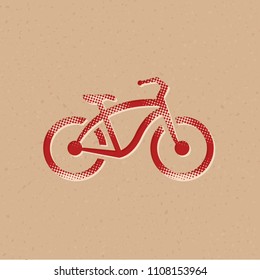 Low rider bicycle icon in halftone style. Grunge background vector illustration.