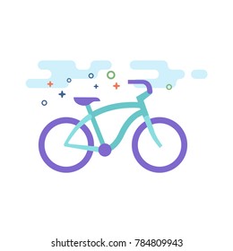 Low Rider Bicycle Icon In Outlined Flat Color Style. Vector Illustration.