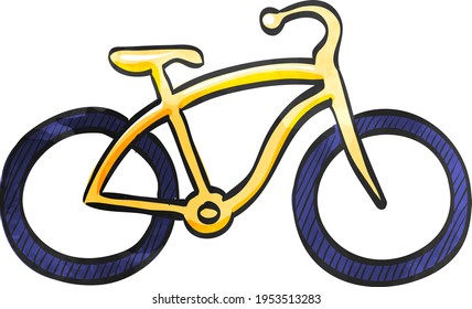 Low Rider Bicycle Icon In Watercolor Style.