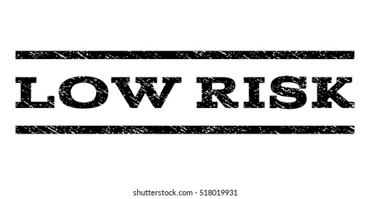 Low Risk watermark stamp. Text tag between horizontal parallel lines with grunge design style. Rubber seal stamp with dirty texture. Vector black color ink imprint on a white background.