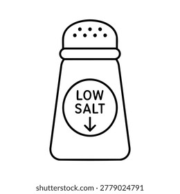 Low salt, low salt shaker for losing weight healthy diet black and white vector line illustration