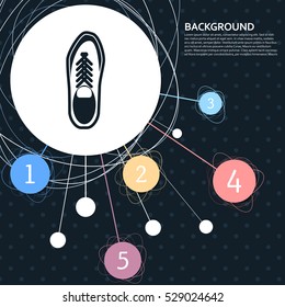 low shoe icon with the background to the point and with infographic style. Vector illustration