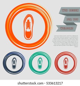 low shoe icon on the red, blue, green, orange buttons for your website and design with space text. Vector illustration