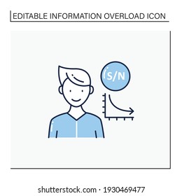 Low signal line icon. Low signal to noise ratio. Minimum level to establish connections.Information overload concept. Isolated vector illustration.Editable stroke