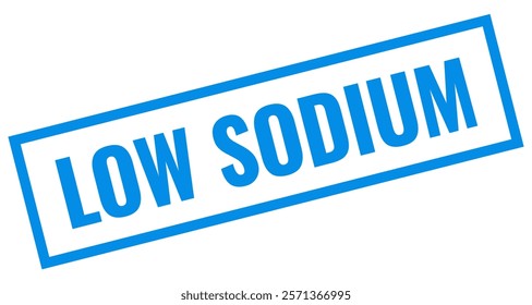 Low sodium blue watermark isolated on white background. Salt free diet vector label.