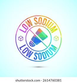 Low sodium icon design illustration, No salt sign, Salt free symbol in low poly style