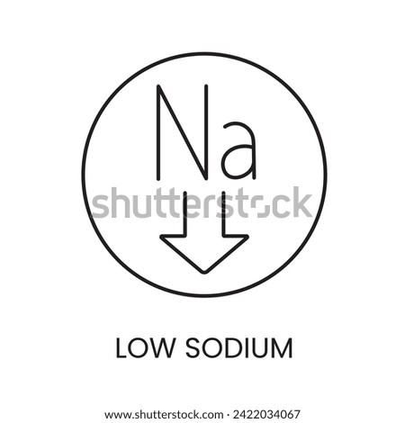 Low sodium level in water vector line icon with editable stroke for placement on packaging