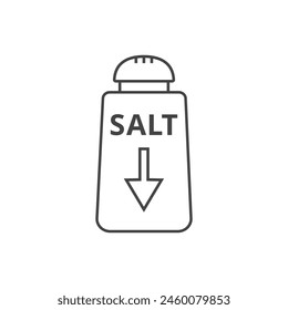 Low sodium line icon.Salt ingredient.Sodium free illustration for product packaging.  Vector illustration, isolated