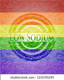 Low Sodium on mosaic background with the colors of the LGBT flag