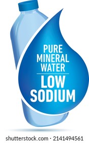 Low Sodium Symbol In Pure Mineral Water Bottle