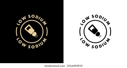 Low Sodium - vector gold stamp for food product labeling.