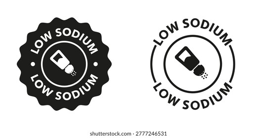 Low Sodium - vector stamps for food or snack packaging.