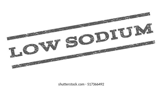 Low Sodium watermark stamp. Text caption between parallel lines with grunge design style. Rubber seal stamp with unclean texture. Vector grey color ink imprint on a white background.