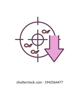 Bajo número de esperma icono de color RGB. Infectilidad masculina. Incapacidad para concebir a un niño. Oligozoospermia. Producción anormal de esperma. Difícil concebir. Problema de salud crónico. Ilustración vectorial aislada