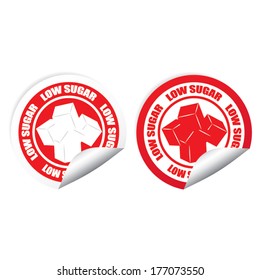 Low sugar red stickers, labels, tags and signs set - Isolated on White Background - Vector.