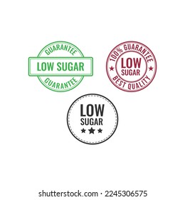 Low sugar sign or stamp vector image. Low sugar food labels vector design set