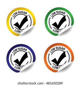 Low sugar sticker, button, label and sign set - vector