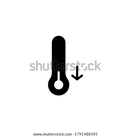 Low temp icon in black flat glyph, filled style isolated on white background