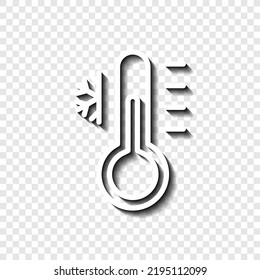 Baja temperatura, vector de icono frío simple. Diseño plano. Blanco con sombra sobre rejilla transparente. 