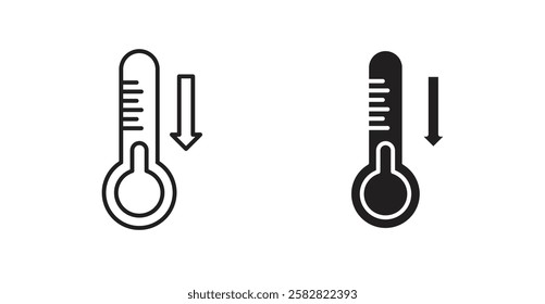 Low Temperature filled and outlined icons vectors on white background