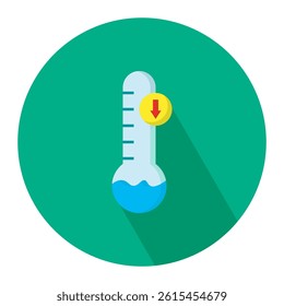 Low temperature flat icon vector illustration, thermometer icon, weather indicator measuring tool vector design illustration. 
