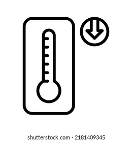 Low Temperature Icon. Line Art Style Design Isolated On White Background