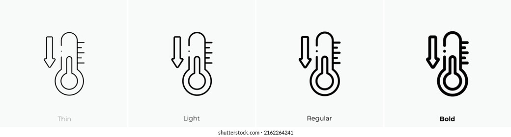 low temperature icon. Linear style sign isolated on white background. Vector illustration.