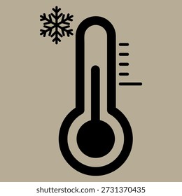 Low temperature icon snowflake thermometer sketch