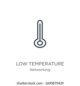 Low temperature icon. Thin linear low temperature outline icon isolated on white background from networking collection. Line vector sign, symbol for web and mobile