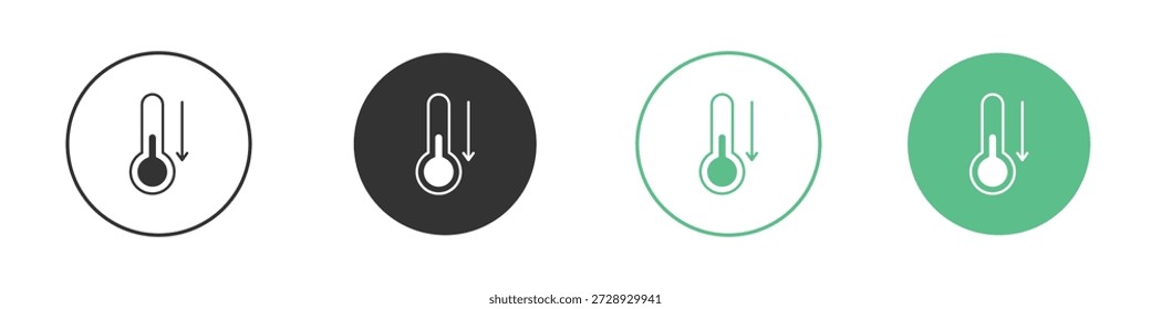 Icons für niedrige Temperaturen. Schwarzzeichensatz