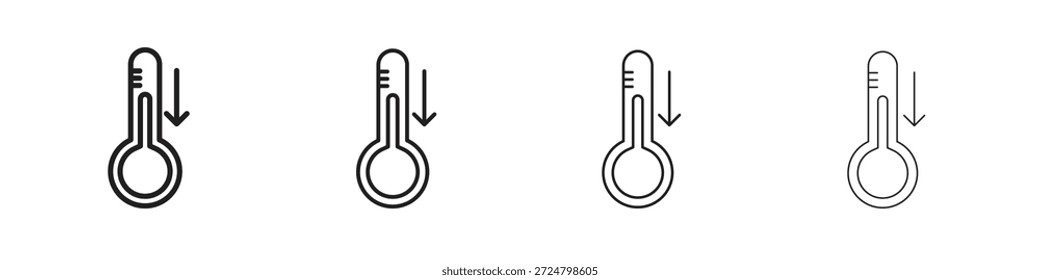 Niedrige Temperatur Symbole Linie Vektorsammlung. Pixel perfektes Vektorsymbol