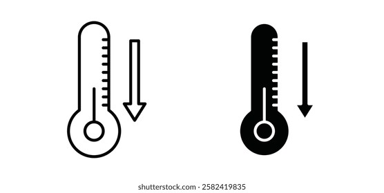 Low Temperature icons pack vectors in black flat and strokes