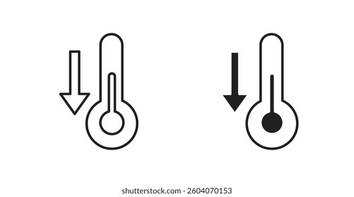 Low Temperature icons in solid black and outlined style