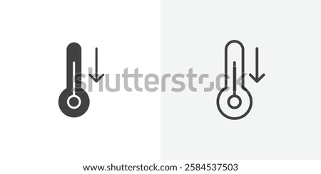 Low Temperature icons vectors illustrations in black fill and liner versions