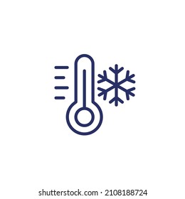 low temperature line icon with thermometer