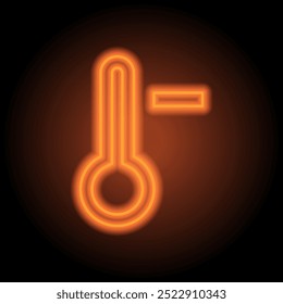 Vector de ícono simple de baja temperatura. Diseño plano. Neón naranja sobre fondo negro.ai