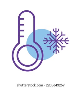 Low temperature with snowflake outline vector illustration 