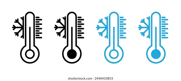 Low Temperature Thermometer Icons. Winter Cold and Freezing Weather Symbols