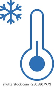 Niedertemperatur, Thermometer und Schneeflocke, bearbeitbare Linien, Vektorgrafik