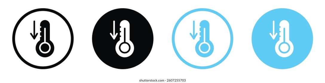 Low Temperature vector icons in black and blue colors