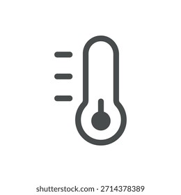 Ícone De Tempo De Baixa Temperatura. Ilustração de termômetro de linha fina para clima frio, condições de congelamento e previsão de queda de temperatura. Símbolo Vetor de Contorno Isolado, Pictograma de Traçado Editável