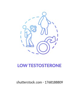 Low Testosterone Concept Icon. Mens Healthcare Problem, Male Illness Idea Thin Line Illustration. Hormonal Disorder, Sexual Dysfunction. Vector Isolated Outline RGB Color Drawing